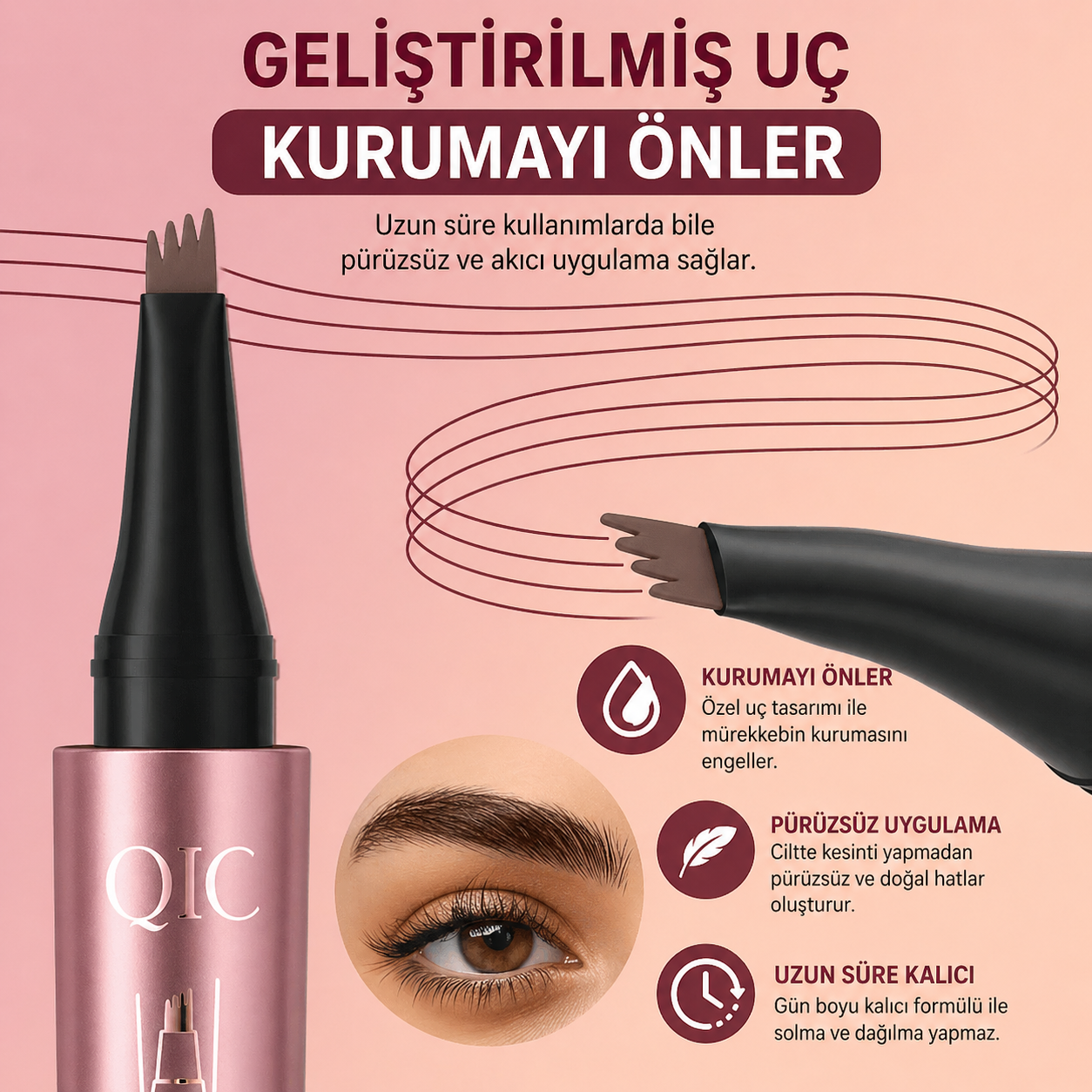Suya Dayanıklı Mikro Çatallı Kaş Kalemi