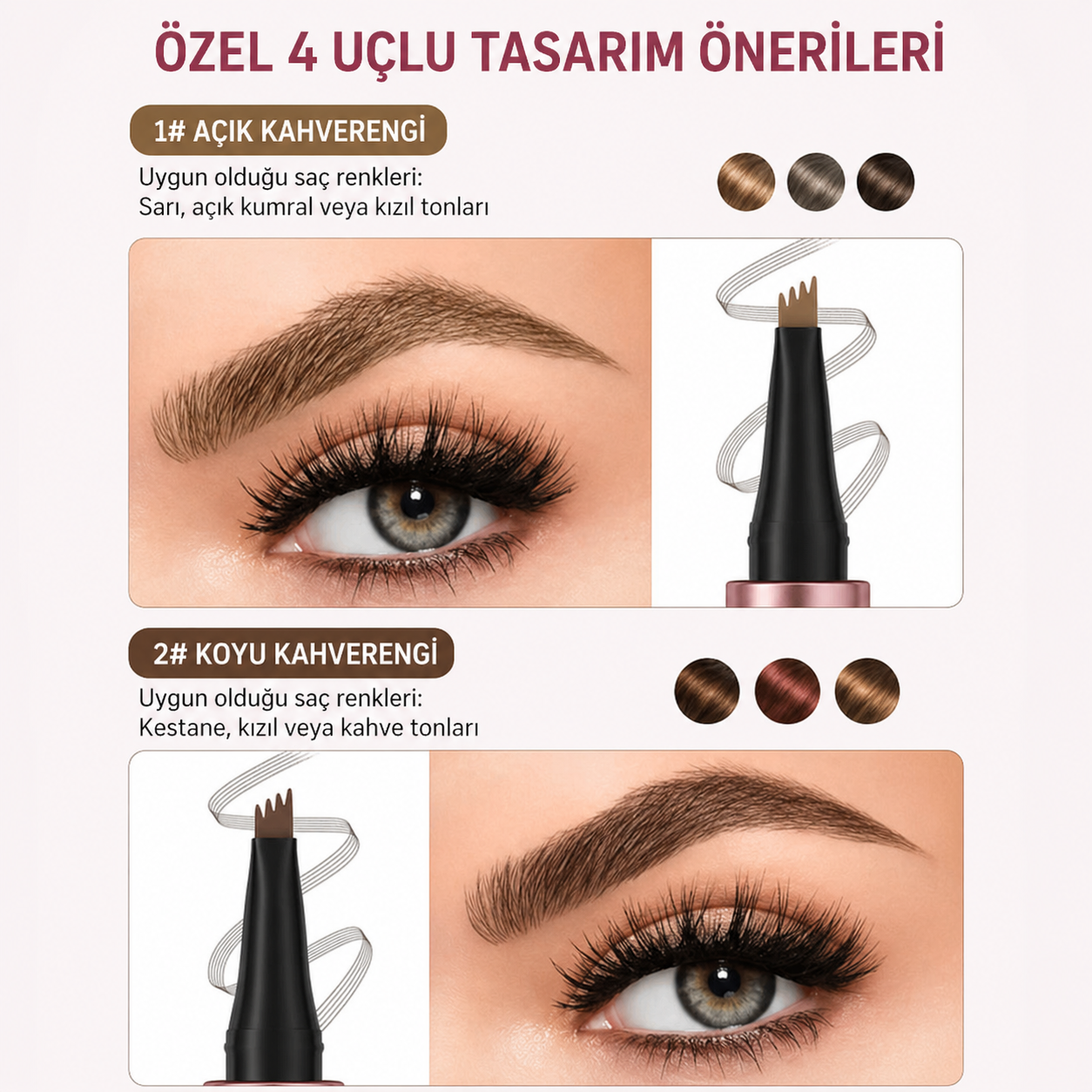 Suya Dayanıklı Mikro Çatallı Kaş Kalemi